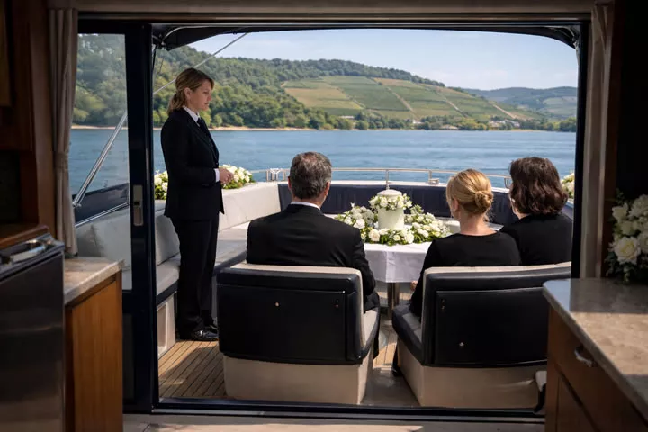 Trauerrede auf dem Boot bei einer Fluss- bzw. Seebestattung