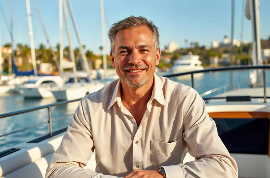 Mann im Cockpit einer Segelyacht